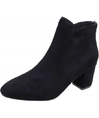 Womens Heel Ankle Boots Booties Autumn and Winter Tassel Boots Women Suede Pointed Short Boots Thick Heel Women Fashion Boots...