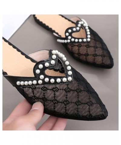 Elegant Beaded Backless Flats Sandals with Pointed Toe for Womens Comfort Flip-Flops Slip-On Princess Sandals Black $17.31 Sa...