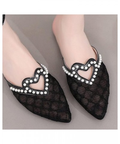 Elegant Beaded Backless Flats Sandals with Pointed Toe for Womens Comfort Flip-Flops Slip-On Princess Sandals Black $17.31 Sa...