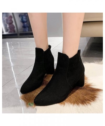 Womens Heel Ankle Boots Booties Autumn and Winter Tassel Boots Women Suede Pointed Short Boots Thick Heel Women Fashion Boots...