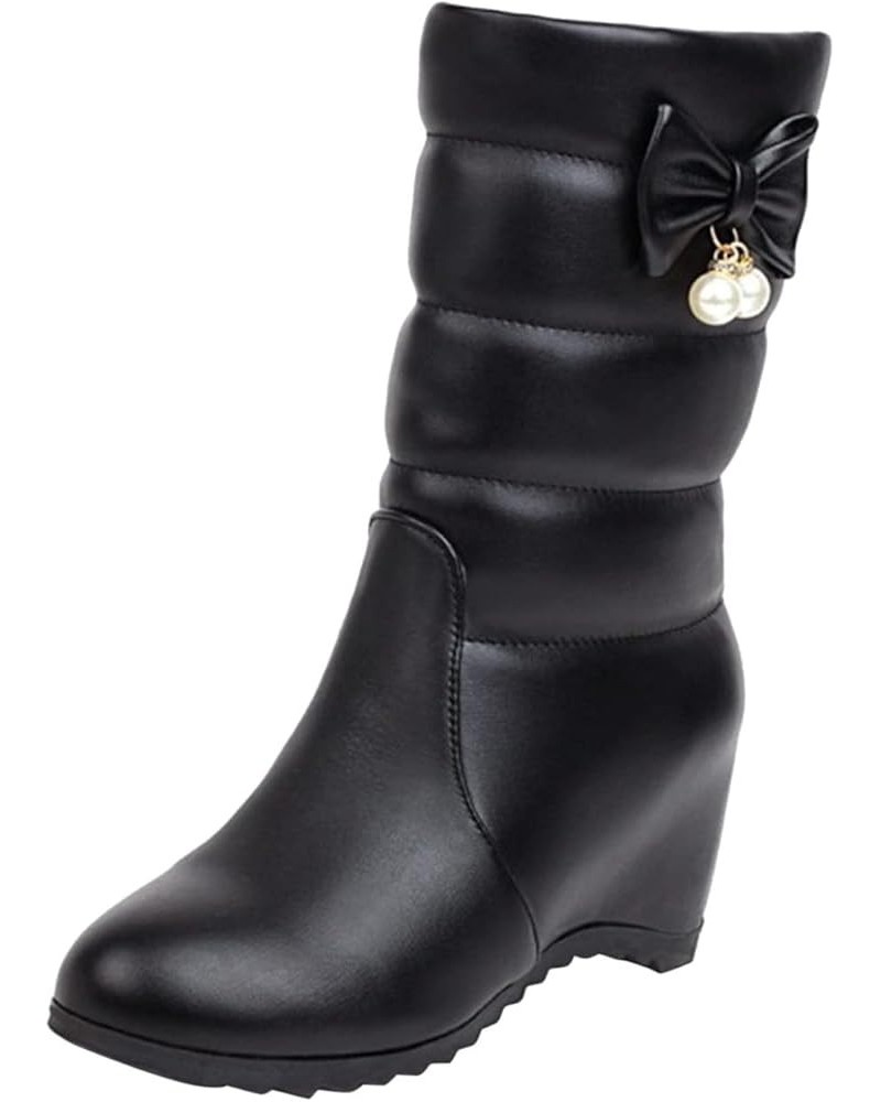 Black Boots for Women Women'S Western Booties Combat Boots Womens Mid Calf Boots Dressy D-black $18.60 Boots