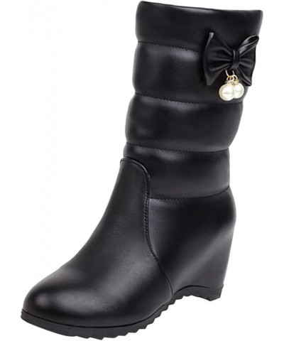 Black Boots for Women Women'S Western Booties Combat Boots Womens Mid Calf Boots Dressy D-black $18.60 Boots