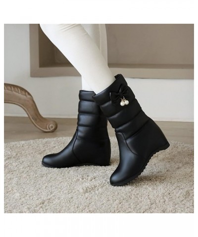 Black Boots for Women Women'S Western Booties Combat Boots Womens Mid Calf Boots Dressy D-black $18.60 Boots