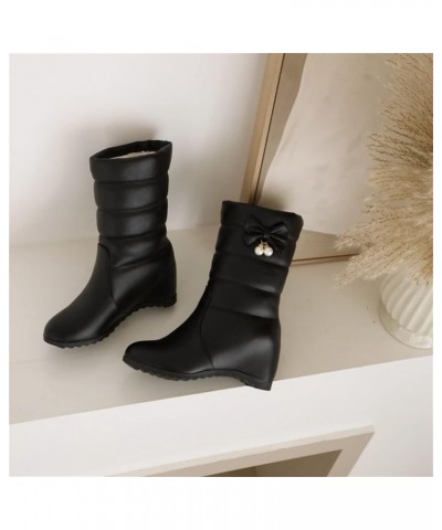 Black Boots for Women Women'S Western Booties Combat Boots Womens Mid Calf Boots Dressy D-black $18.60 Boots