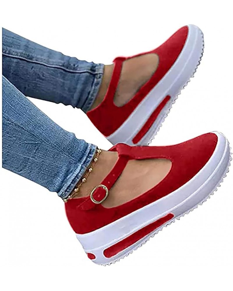 Womens Wedge Platform Buckle Strap Sandals Women's Casual Shoes Outdoor Leisure Sandals Slippers Retro Round Head Wedge Heel ...