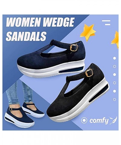 Womens Wedge Platform Buckle Strap Sandals Women's Casual Shoes Outdoor Leisure Sandals Slippers Retro Round Head Wedge Heel ...