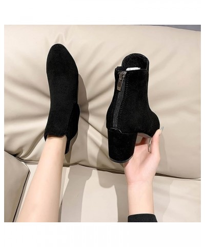 Womens Heel Ankle Boots Booties Autumn and Winter Tassel Boots Women Suede Pointed Short Boots Thick Heel Women Fashion Boots...