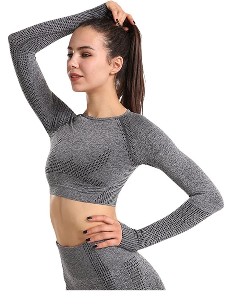 Women's Long Sleeve Yoga Tops Breathable High Intensity Workout Shirts Wicking Fitness Racerback Woman S Workout Dark Gray $1...