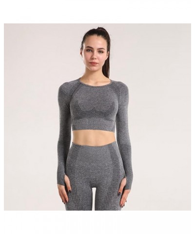 Women's Long Sleeve Yoga Tops Breathable High Intensity Workout Shirts Wicking Fitness Racerback Woman S Workout Dark Gray $1...