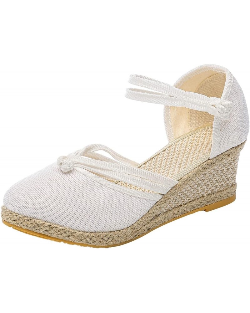 Heels for Women Cross Strappy Chunky Block Heels Wedge Sandals Flip-Flop Open Toe Beach Summer Sandal 128-ixpyn-white-b $12.5...