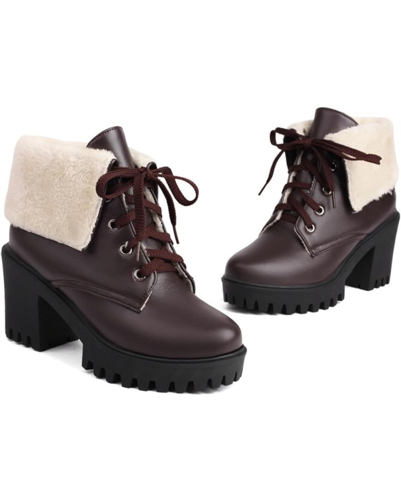 Women's Ankle Boots Slip On Platform Boots,Platform Boots for Women Heeled Combat Boots Chunky Heel Booties Round Toe Lace Up...