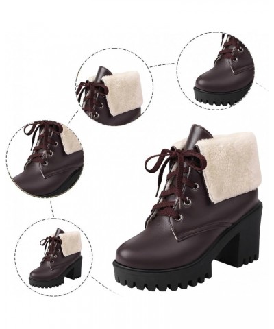 Women's Ankle Boots Slip On Platform Boots,Platform Boots for Women Heeled Combat Boots Chunky Heel Booties Round Toe Lace Up...