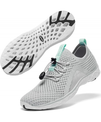 Women's Lightweight Aqua Water Shoes Slip-on Quick Drying Swim Shoes Light Gray/Aqua $12.99 Athletic Shoes