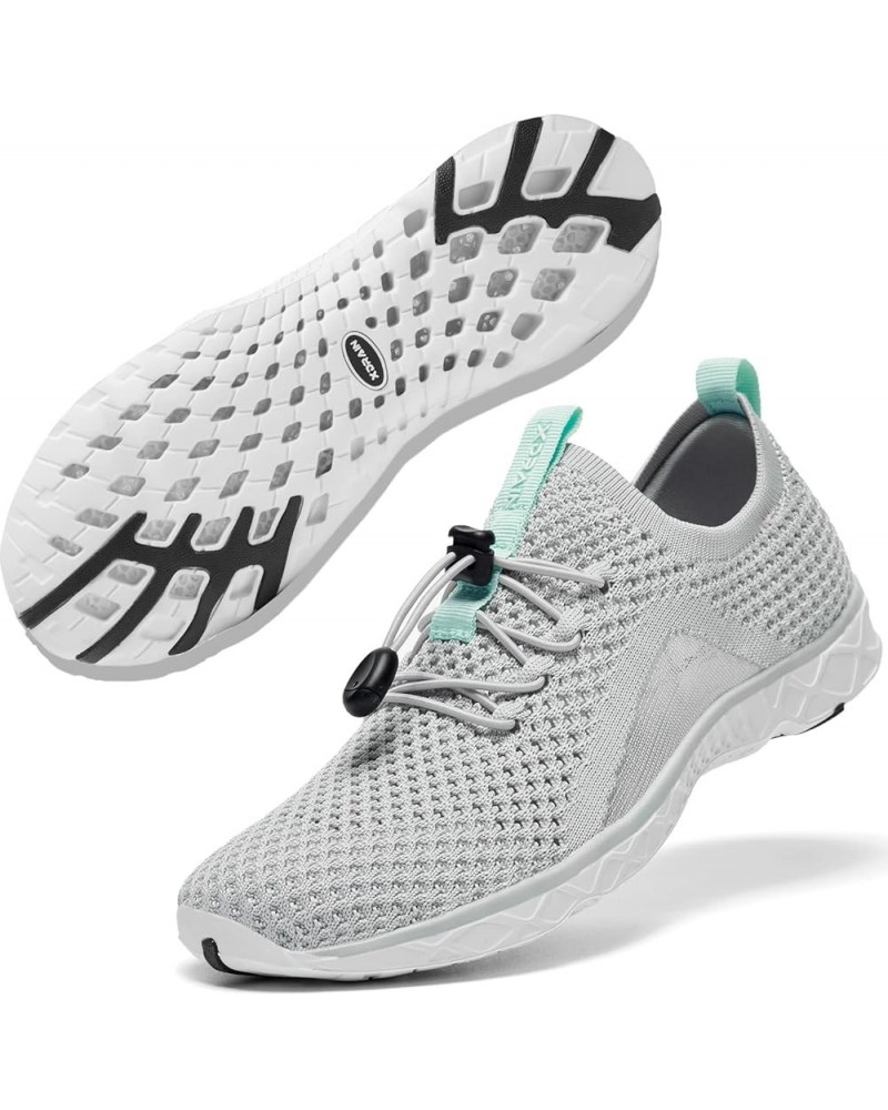 Women's Lightweight Aqua Water Shoes Slip-on Quick Drying Swim Shoes Light Gray/Aqua $12.99 Athletic Shoes