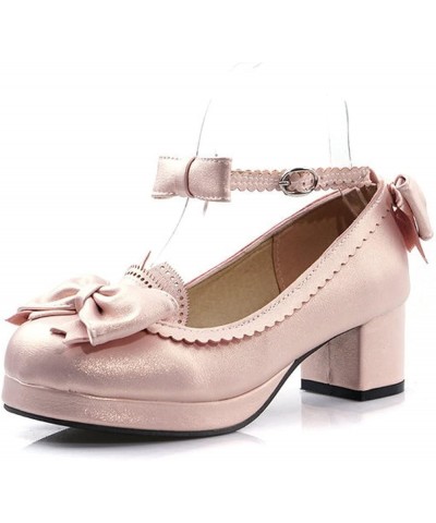 Women's Round Toe Princess Girl Lolita Bow Oxfords Mary Janes with Block Heels Ankle Buckle Wedding Dress Shoes Golden $23.76...