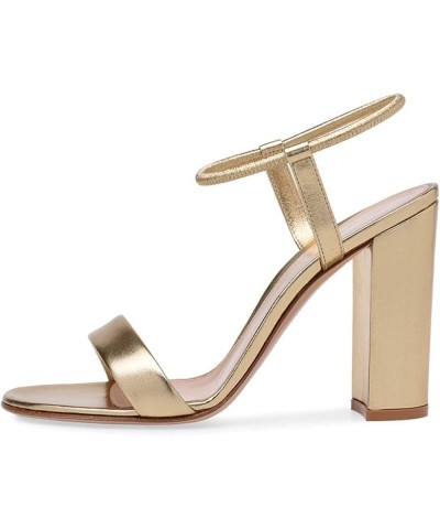 Round Head Thick high-Heeled Sandals 43 Gold $31.86 Sandals