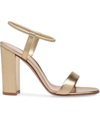 Round Head Thick high-Heeled Sandals 43 Gold $31.86 Sandals