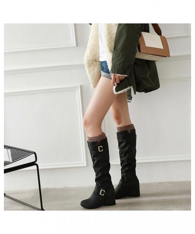 Women Classic Equestrian Slouch Knee High Boots Wedge Black 2 $31.89 Boots