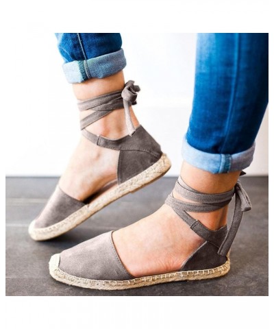 Strappy Sandals Women Bohemian Wedges For Women Dressy Comfort Sandals For Women Sandals For Women'S Strappy Low Chunk Grey-e...