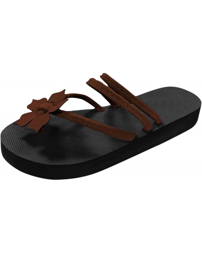 Women Sandals 10 Women'S Flats Flip Flops Women Slides Women Mini Platform Boots For Women Black Wedge Booties For Wome Brown...