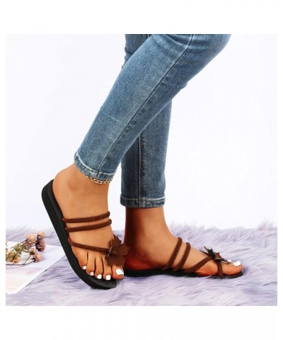 Women Sandals 10 Women'S Flats Flip Flops Women Slides Women Mini Platform Boots For Women Black Wedge Booties For Wome Brown...