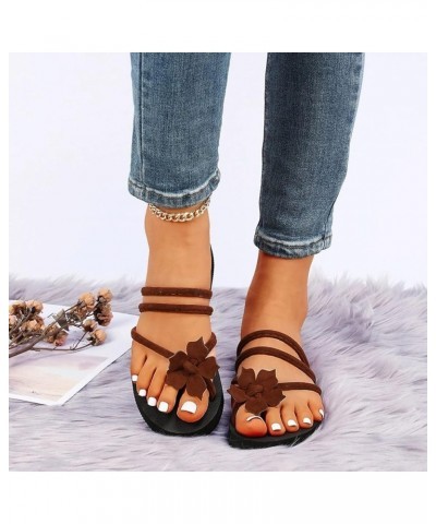 Women Sandals 10 Women'S Flats Flip Flops Women Slides Women Mini Platform Boots For Women Black Wedge Booties For Wome Brown...