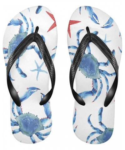 Blue Crabs Starfish Womens Flip Flops Summer Beach Sandals Casual Thong Slippers Comfortable Shower Slippers Non Slip Water S...