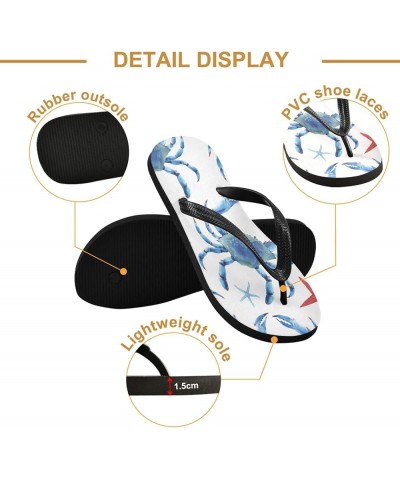 Blue Crabs Starfish Womens Flip Flops Summer Beach Sandals Casual Thong Slippers Comfortable Shower Slippers Non Slip Water S...