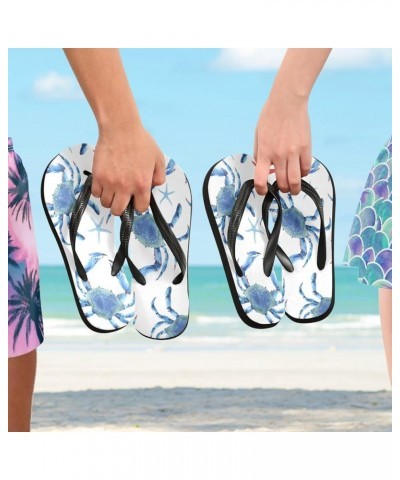 Blue Crabs Starfish Womens Flip Flops Summer Beach Sandals Casual Thong Slippers Comfortable Shower Slippers Non Slip Water S...