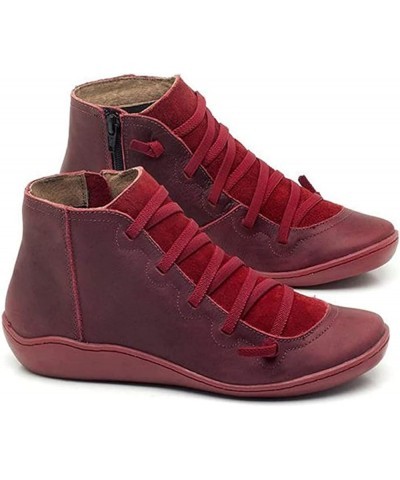 Boots For Women Ankle Booties Flat Comfortable Casual Dressy Western Elegant Wide Width Fashion Boot Pull-On U-red $16.79 Boots