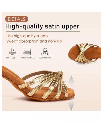 Women Latin Dance Shoes Professional Ballroom Salsa Practice Performance Dancing Shoes EM-217 Gold-2.75inch Heels $13.34 Athl...