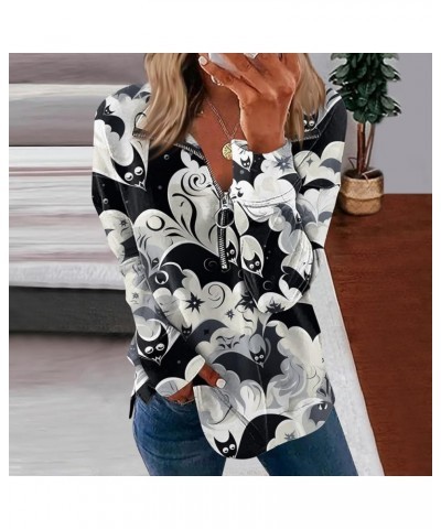 Fall Clothes for Women 2023 Half Zip Printing Outfits Casual Loose Long Sleeve Sweatshirts Loose Fit Pullover Tops 3-black $1...