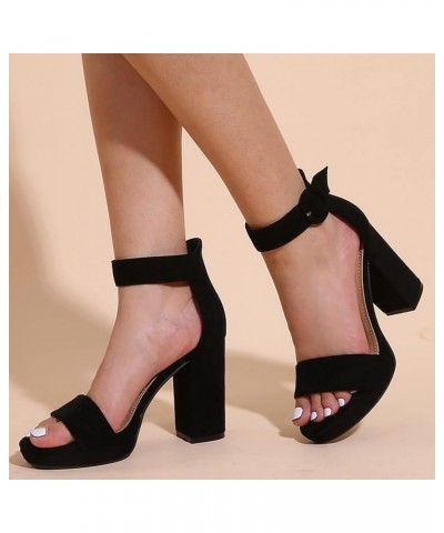 wide width heels for women, Women's High Heels Breathable Lace-up Shoes Casual Toe-knob Sandals Z 11-black $18.71 Sandals