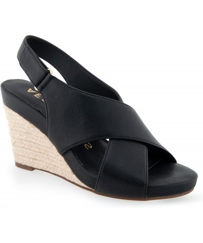 Women's Payton Wedge Sandal Black Pu $25.30 Sandals