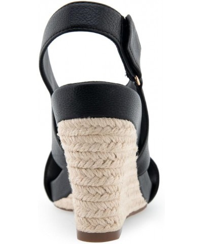 Women's Payton Wedge Sandal Black Pu $25.30 Sandals