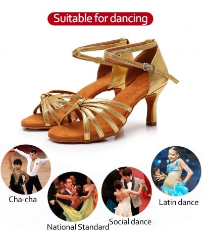 Women Latin Dance Shoes Professional Ballroom Salsa Practice Performance Dancing Shoes EM-217 Gold-2.75inch Heels $13.34 Athl...