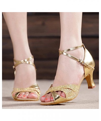 Women's Color Fashion Rhinestone Prom Ballroom Latin Dance Shoes Sandals Womens Dressy Sandals for Wedding Gold $25.58 Athlet...