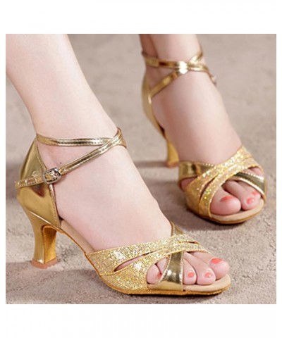 Women's Color Fashion Rhinestone Prom Ballroom Latin Dance Shoes Sandals Womens Dressy Sandals for Wedding Gold $25.58 Athlet...