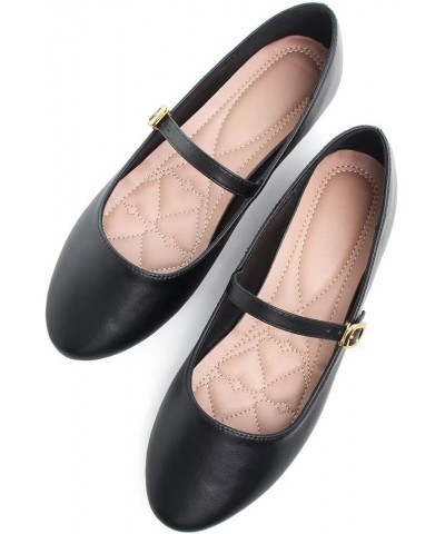 Mary Jane Shoes Square Toe Black Flats Ballet Flats for Women Comfortable Ankle Strap Flats Casual Slip On Flats Pu Black $18...