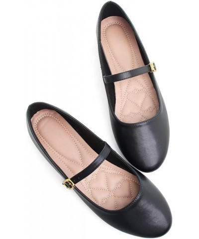 Mary Jane Shoes Square Toe Black Flats Ballet Flats for Women Comfortable Ankle Strap Flats Casual Slip On Flats Pu Black $18...