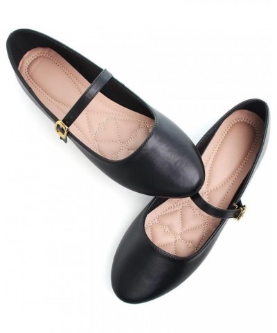 Mary Jane Shoes Square Toe Black Flats Ballet Flats for Women Comfortable Ankle Strap Flats Casual Slip On Flats Pu Black $18...