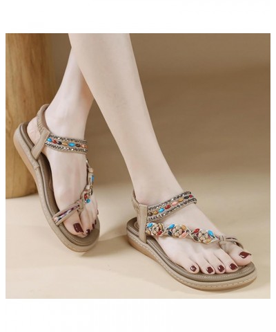 Womens Sandals Shoes Sandals For Casual Party Wedding Beach - Plait Toe Thong Strappy Platform Sandals Women Beige $16.55 San...