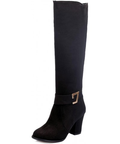 Women Knee-High Chunky Boots Black $28.05 Boots