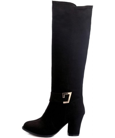 Women Knee-High Chunky Boots Black $28.05 Boots