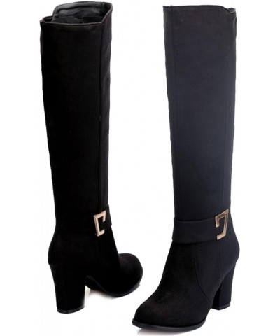 Women Knee-High Chunky Boots Black $28.05 Boots