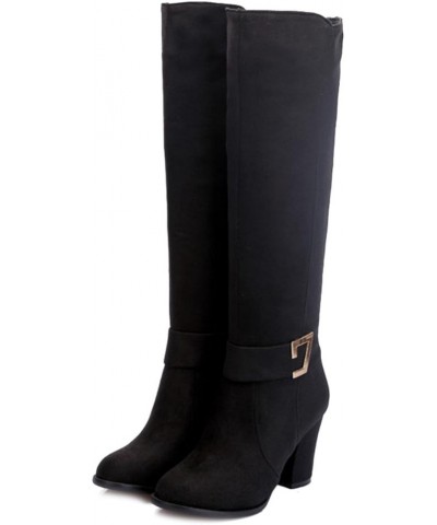 Women Knee-High Chunky Boots Black $28.05 Boots