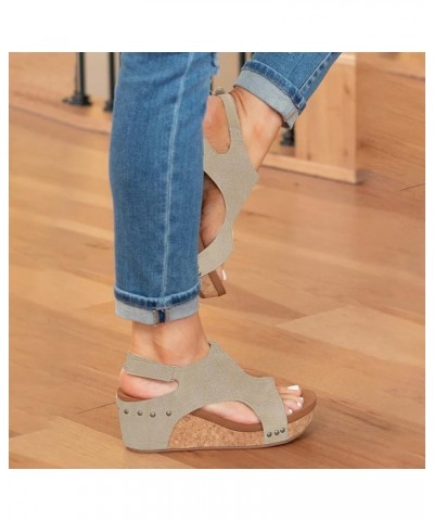 Wedge Sandals for Women, Sandals Women Dressy Comfortable Summer Open Toe Platform Sandals Shoes with Buckle Strap Khaki $19....