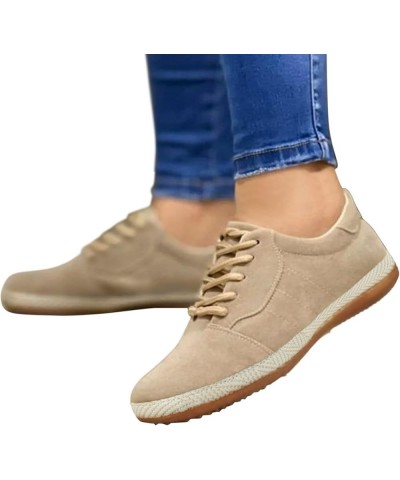 Single Round Lace Toe Solid Shoes Casual Color Comfortable Women Breathable Suede Flat Up Women's Casual Shoes Heel Flip Flop...