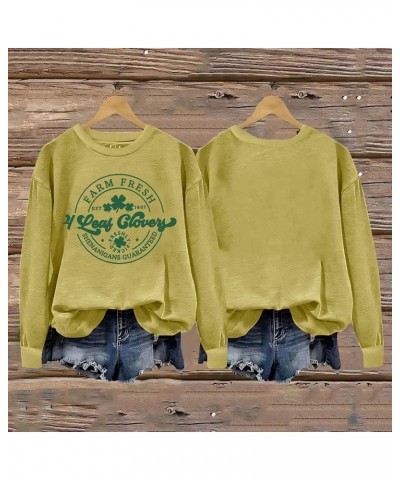 St Patricks Day Cotton Quilted Sweatshirt Women Round Neck Long Sleeve Sweatshirts Casual Cute Top Long Sleeve Loose Fre St P...