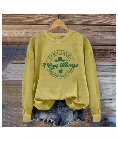 St Patricks Day Cotton Quilted Sweatshirt Women Round Neck Long Sleeve Sweatshirts Casual Cute Top Long Sleeve Loose Fre St P...